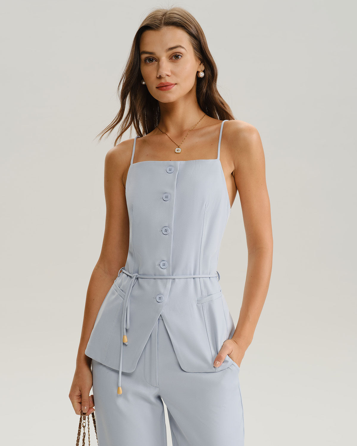 Blue Button Cami Top