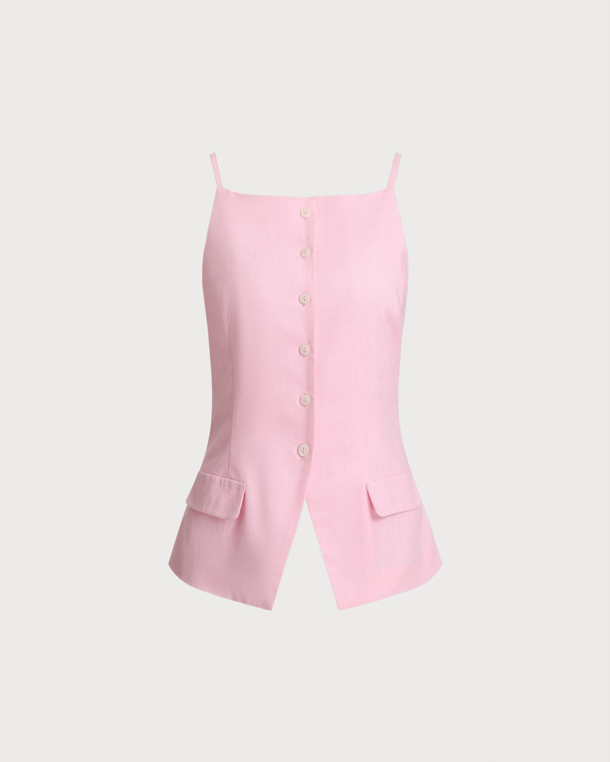 Pink Square Neck Pocket Vest