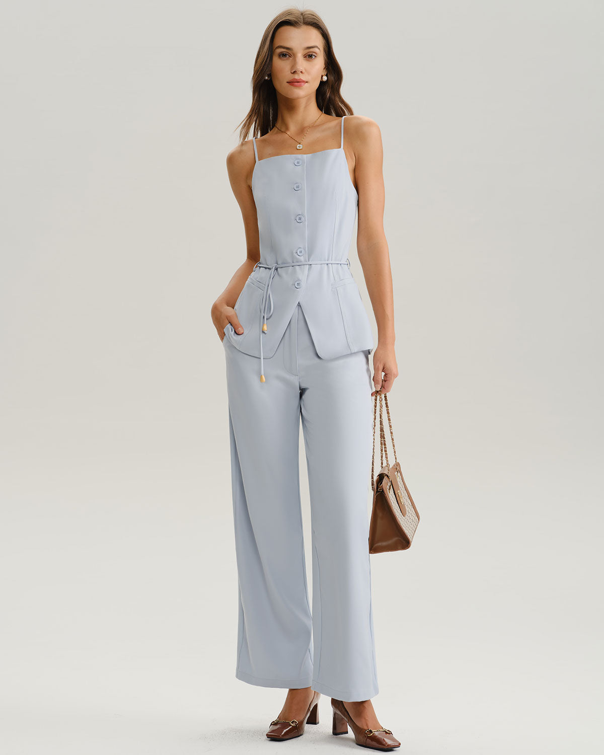 Blue Button Cami Top