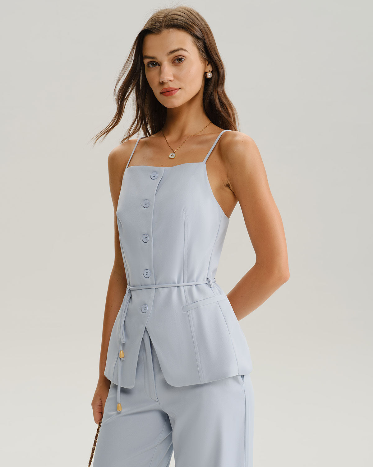 Blue Button Cami Top